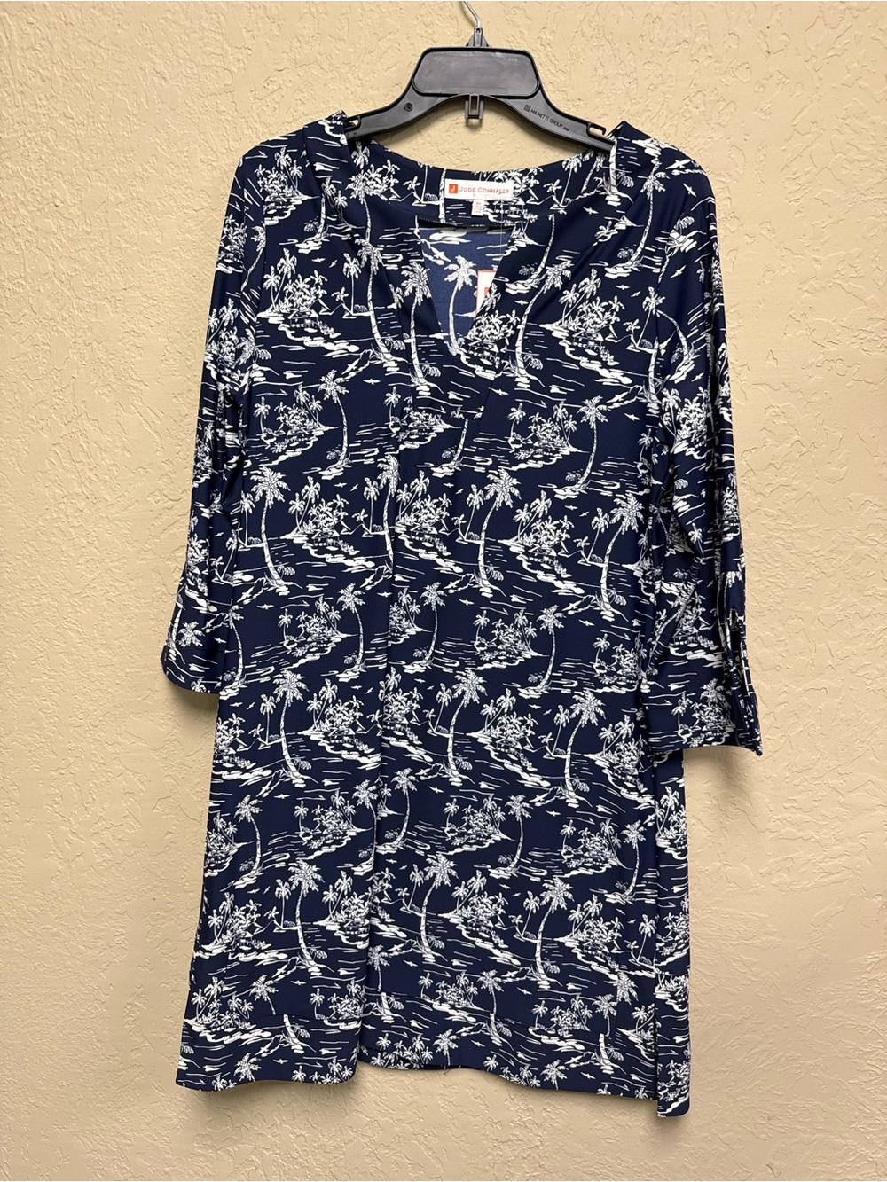 Jude Connally Navy and White Tropical Shift Dress